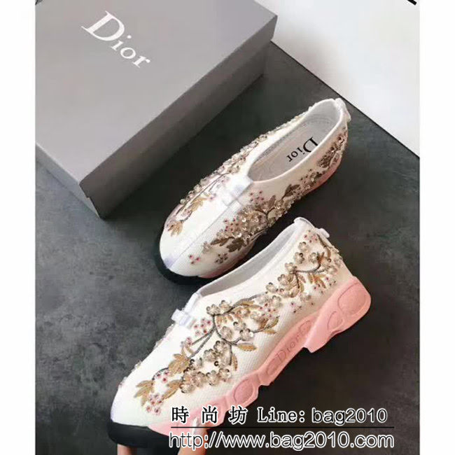 DIOR迪奧 2017秋季 專櫃同步同款 珍珠配水鑽跑鞋 QZS1387